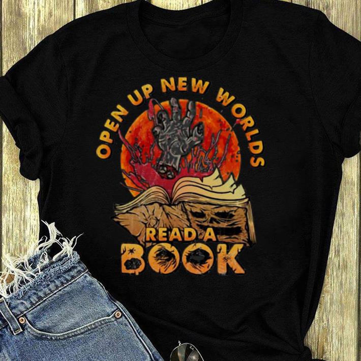 Official Open Up New Worlds Read A Book Halloween shirt 4 - Official Open Up New Worlds Read A Book Halloween shirt