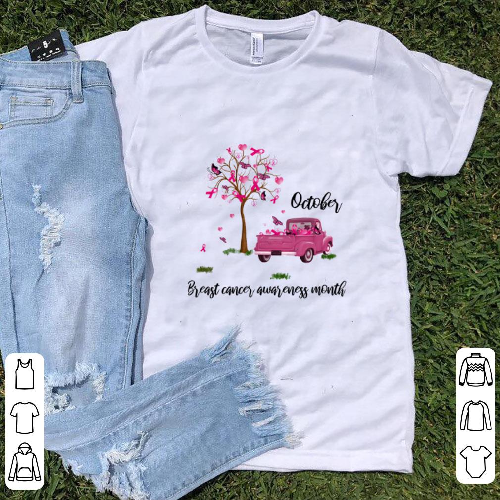 Pretty Car and tree October breast cancer awareness month shirt 1 - Pretty Car and tree October breast cancer awareness month shirt
