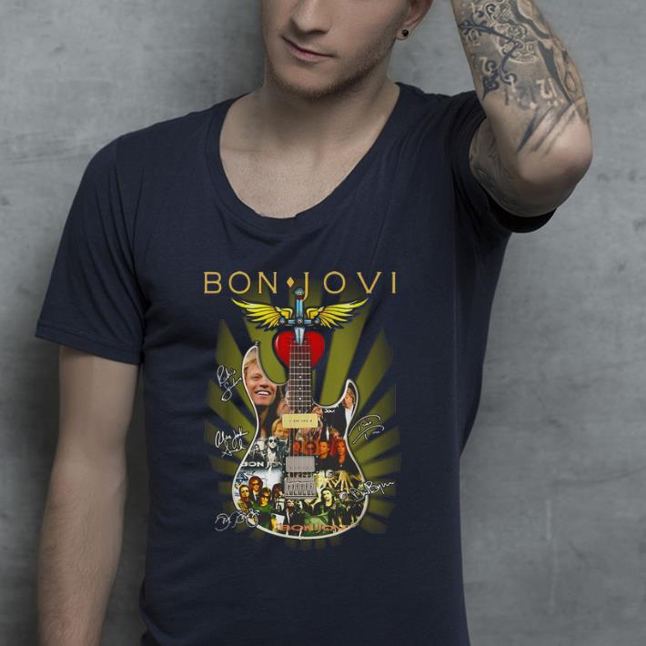 Top Bon Jovi Signatures Guitar shirt 4 - Top Bon Jovi Signatures Guitar shirt
