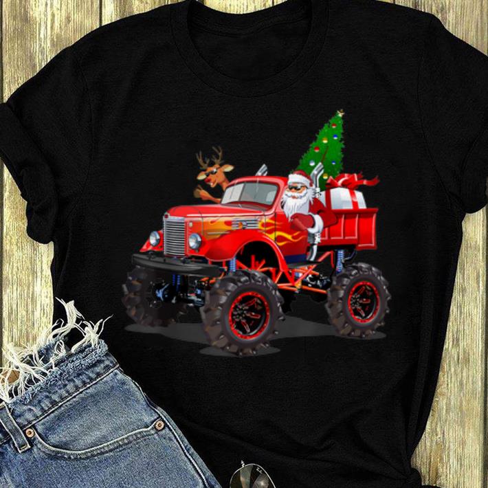 Awesome Santa Christmas Tree And Reindeer On Monster Truck Christmas shirt 4 - Awesome Santa Christmas Tree And Reindeer On Monster Truck Christmas shirt