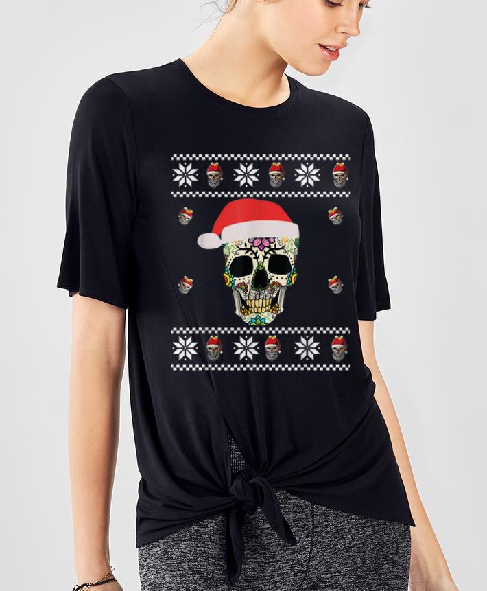 Great Sugar Skull With Santa Hat Ugly Christmas shirt 4 - Great Sugar Skull With Santa Hat Ugly Christmas shirt