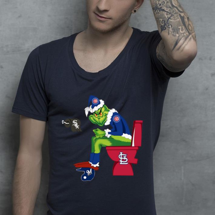 Hot Grinch Santa Chicago Cubs toilet St Louis Cardinals Milwaukee Brewers shirt 4 - Hot Grinch Santa Chicago Cubs toilet St. Louis Cardinals Milwaukee Brewers shirt