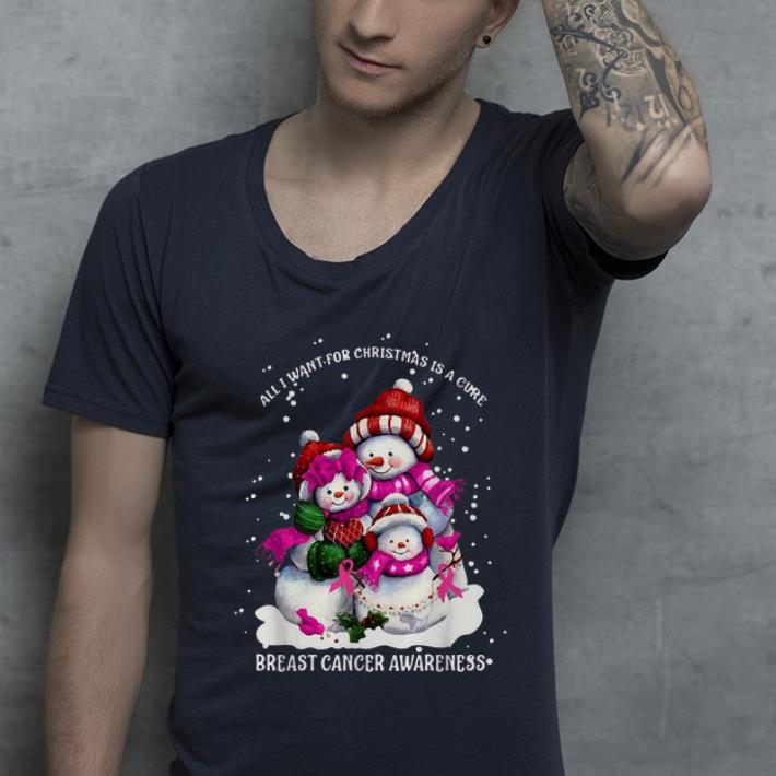 Nice Christmas Snowman Cure Breast Cancer Awareness shirt 4 - Nice Christmas Snowman Cure Breast Cancer Awareness shirt