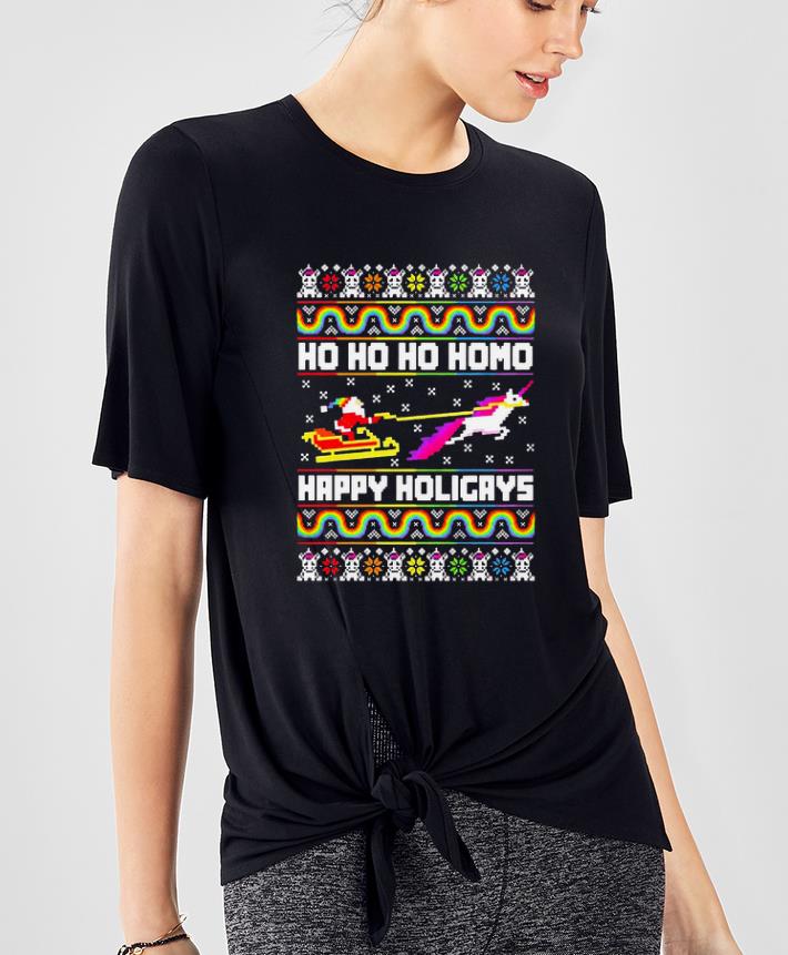 Nice LGBT Santa riding Unicorn ho ho ho homo happy holigays Christmas shirt 4 - Nice LGBT Santa riding Unicorn ho ho ho homo happy holigays Christmas shirt