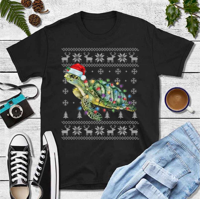 Official Sea Turtle In Santa Hat Ugly Christmas Save The Turtle shirt 4 - Official Sea Turtle In Santa Hat Ugly Christmas Save The Turtle shirt