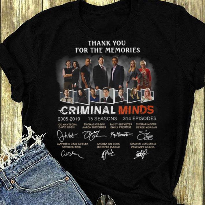 Official Thank You For The Memories Criminal Minds 2005 2019 15 Seasons 314 Episodes Signatures shirt 4 - Official Thank You For The Memories Criminal Minds 2005-2019 15 Seasons 314 Episodes Signatures shirt