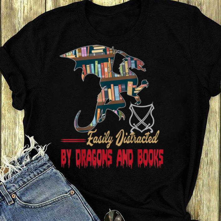 Premium Easily Distracted By Dragons And Books shirt 4 - Premium Easily Distracted By Dragons And Books shirt