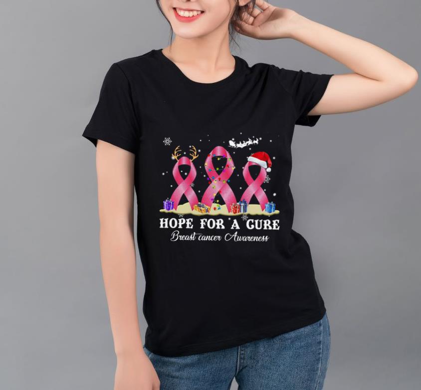 Pretty Breast Cancer Ribbon hope for a cure Breast cancer awareness Christmas shirt 4 - Pretty Breast Cancer Ribbon hope for a cure Breast cancer awareness Christmas shirt