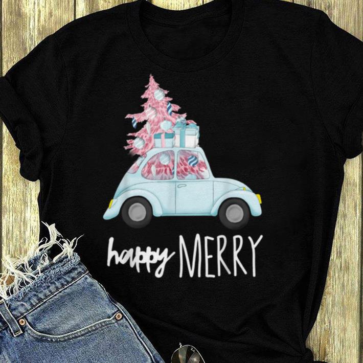Pretty Happy Merry Vintage Car Christmas Holiday Pink Xmas Tree shirt 4 - Pretty Happy Merry Vintage Car Christmas Holiday Pink Xmas Tree shirt