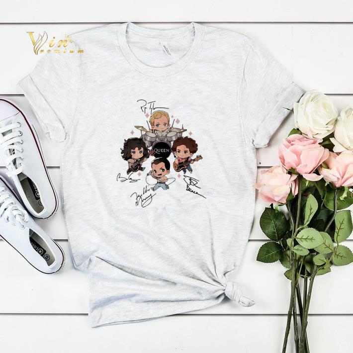 Signatures Queen band chibi Friends shirt 4 - Signatures Queen band chibi Friends shirt