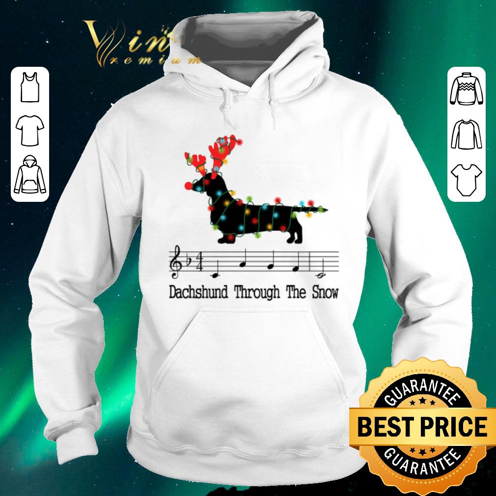 Top Music note Dachshund through the snow Christmas shirt sweater 4 - Top Music note Dachshund through the snow Christmas shirt sweater