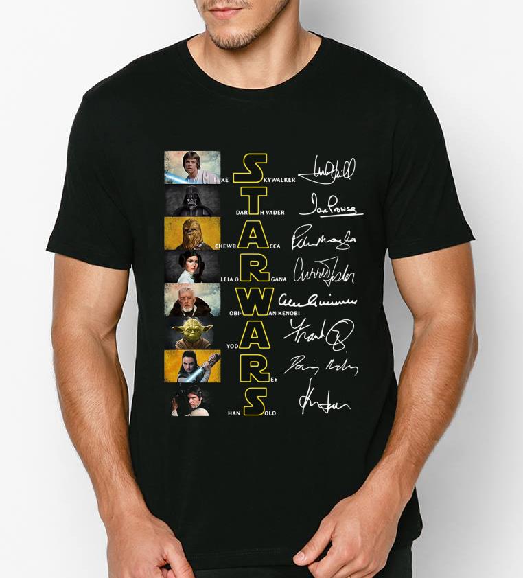 Top Star Wars Luke Skywalker Darth Vader Chewbacca Leia Organa Obi Wan Kenobi signatures shirt 4 - Top Star Wars Luke Skywalker Darth Vader Chewbacca Leia Organa Obi Wan Kenobi signatures shirt