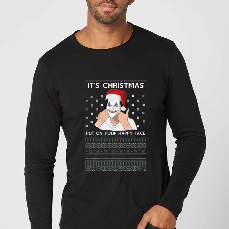 Awesome Joker it s christmas put on your happy face ugly christmas shirt 4 - Awesome Joker it’s christmas put on your happy face ugly christmas shirt