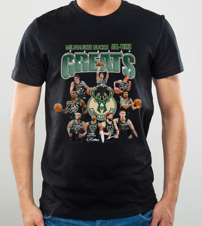 Awesome Milwaukee Bucks All time Greats NBA Players Team Signatures shirt 4 - Awesome Milwaukee Bucks All-time Greats NBA Players Team Signatures shirt