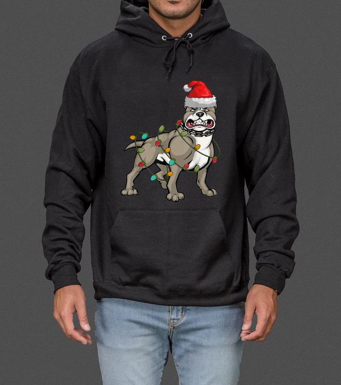 Awesome Pitbull Christmas pajama Santa Hat Lights Gift for Dog Lover sweater 4 - Awesome Pitbull Christmas pajama Santa Hat Lights Gift for Dog Lover sweater