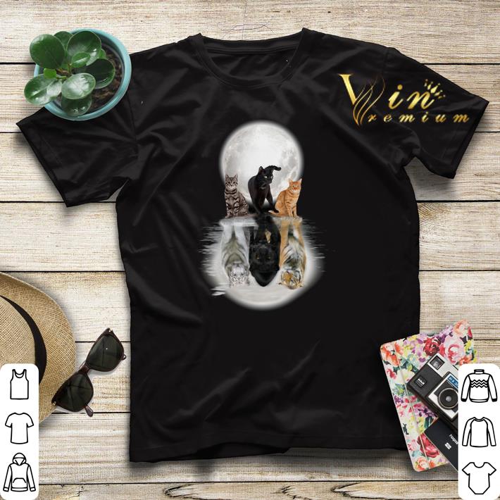 Cats and Moon water mirror reflection tiger black panther shirt sweater 4 - Cats and Moon water mirror reflection tiger black panther shirt sweater