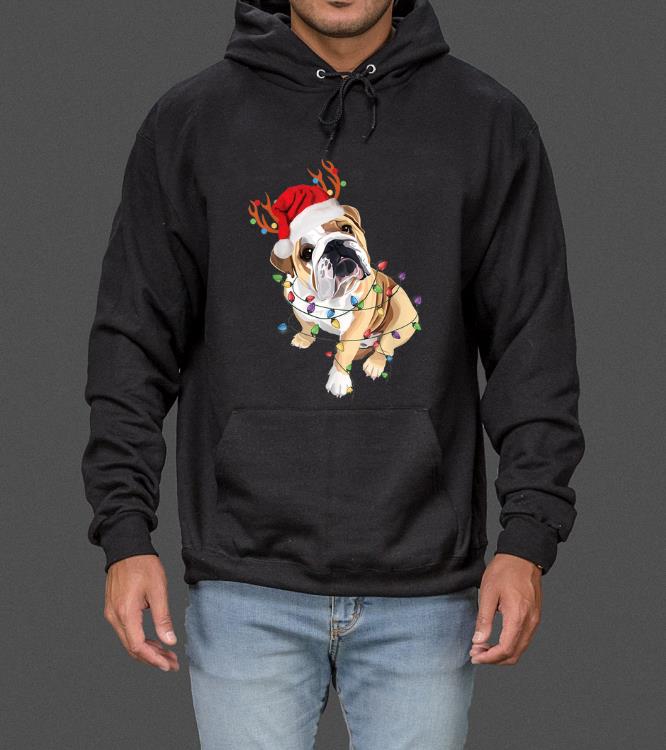 Great English Bulldog Santa Hat Reindeer Christmas Lights Xmas sweater 4 - Great English Bulldog Santa Hat Reindeer Christmas Lights Xmas sweater