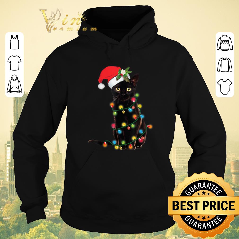 Hot Christmas Lights Black Cat Santa Hat shirt 4 - Hot Christmas Lights Black Cat Santa Hat shirt