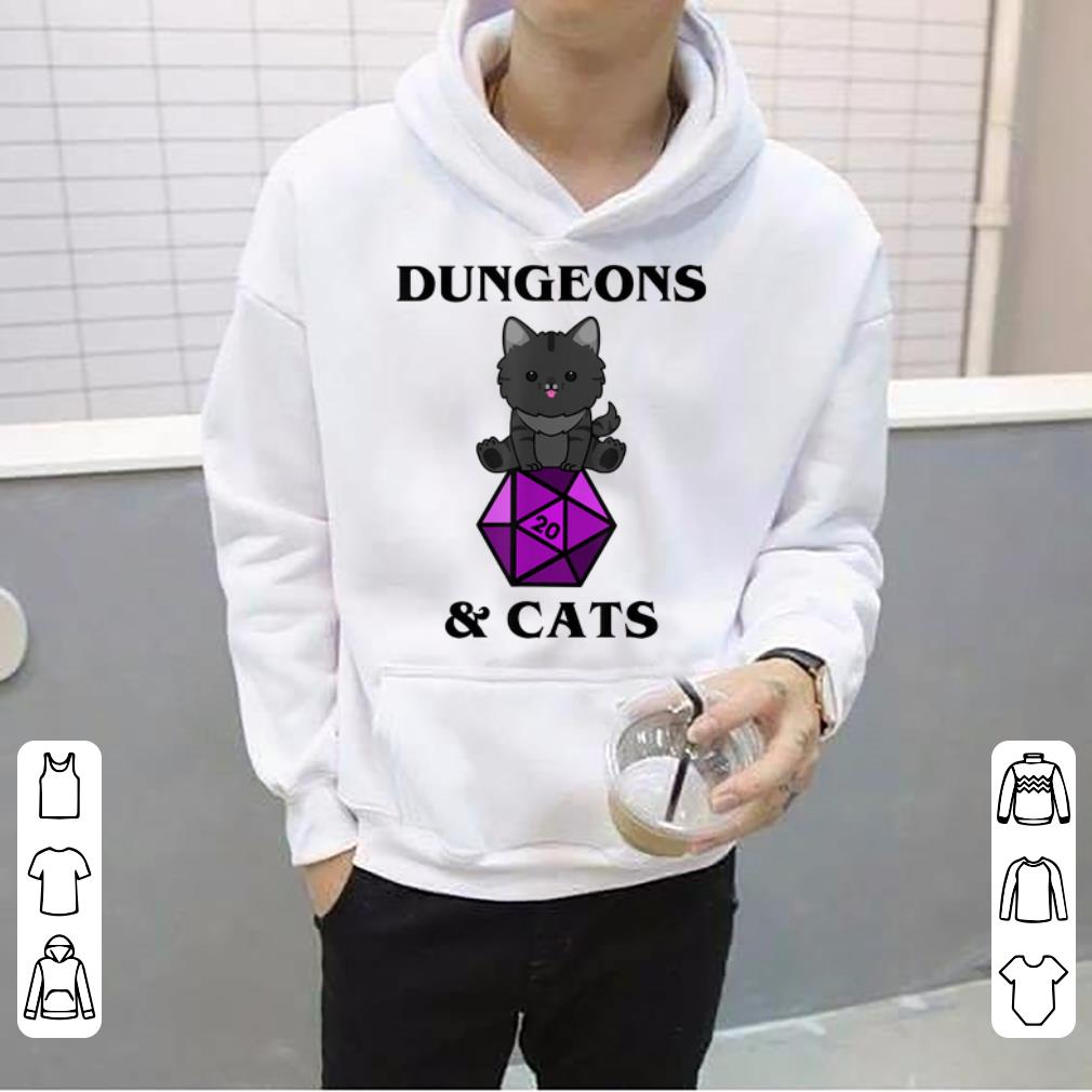 Official Dungeons And Cats Nerdy RPG Dragon D20 Dice Gamer shirt 4 - Official Dungeons And Cats Nerdy RPG Dragon D20 Dice Gamer shirt
