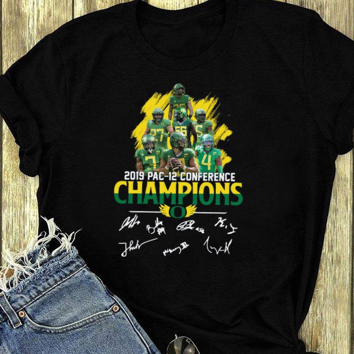 Official Oregon Ducks 2019 pac 12 conference champions players signatures shirt 4 - Official Oregon Ducks 2019 pac 12 conference champions players signatures shirt