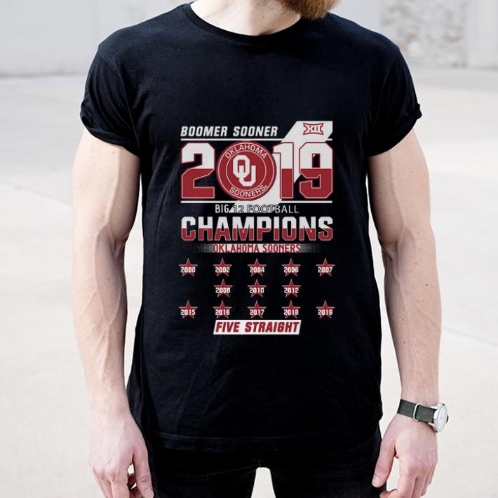 Top Oklahoma Sooners Boomer 2019 big 12 Champions Five Straight shirt 4 - Top Oklahoma Sooners Boomer 2019 big 12 Champions Five Straight shirt
