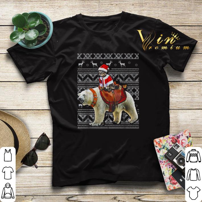 Ugly Christmas Crazy Cat riding white Bear sweater 4 - Ugly Christmas Crazy Cat riding white Bear sweater