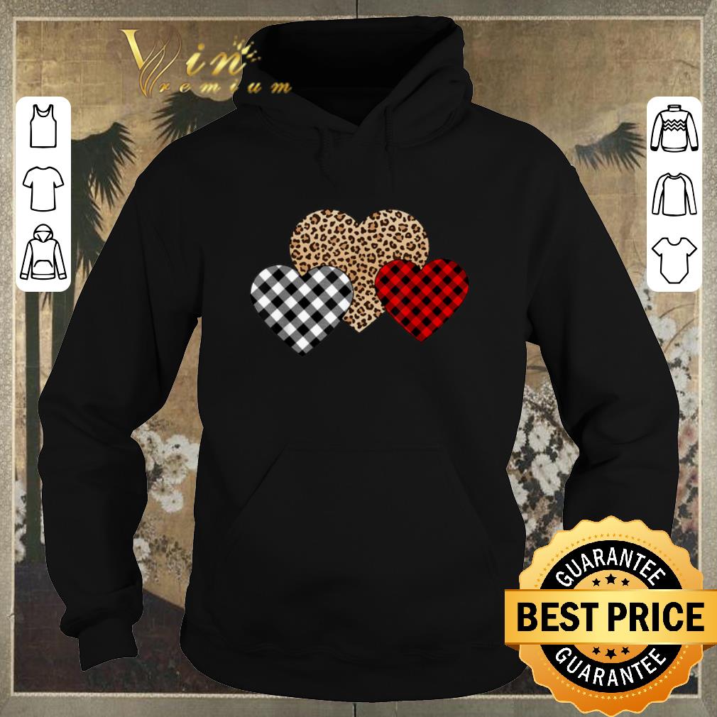 Funny Valentine s Day Valentine Three Hearts Leopard Buffalo Plaid shirt sweater 4 - Funny Valentine's Day Valentine Three Hearts Leopard Buffalo Plaid shirt sweater