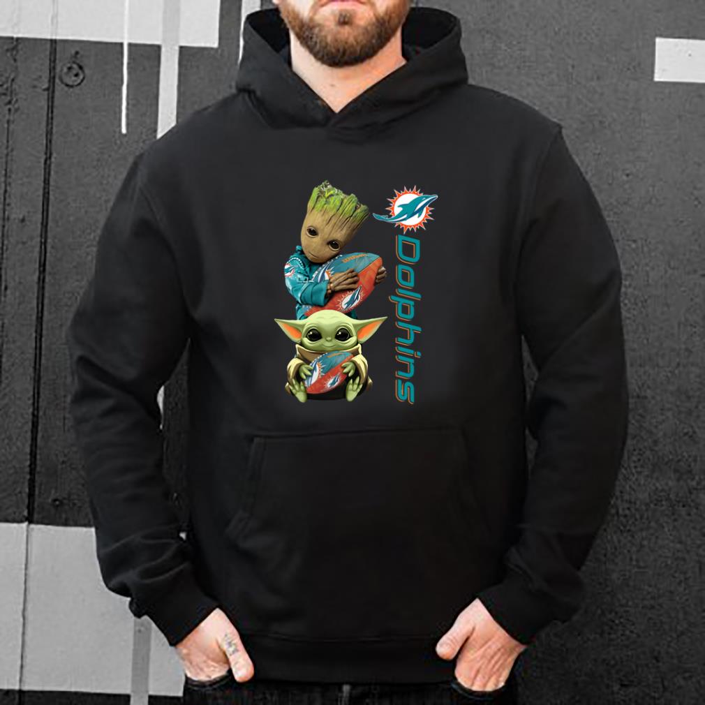 Nice Baby Groot And Baby Yoda Hug Miami Dolphins shirt 4 - Nice Baby Groot And Baby Yoda Hug Miami Dolphins shirt