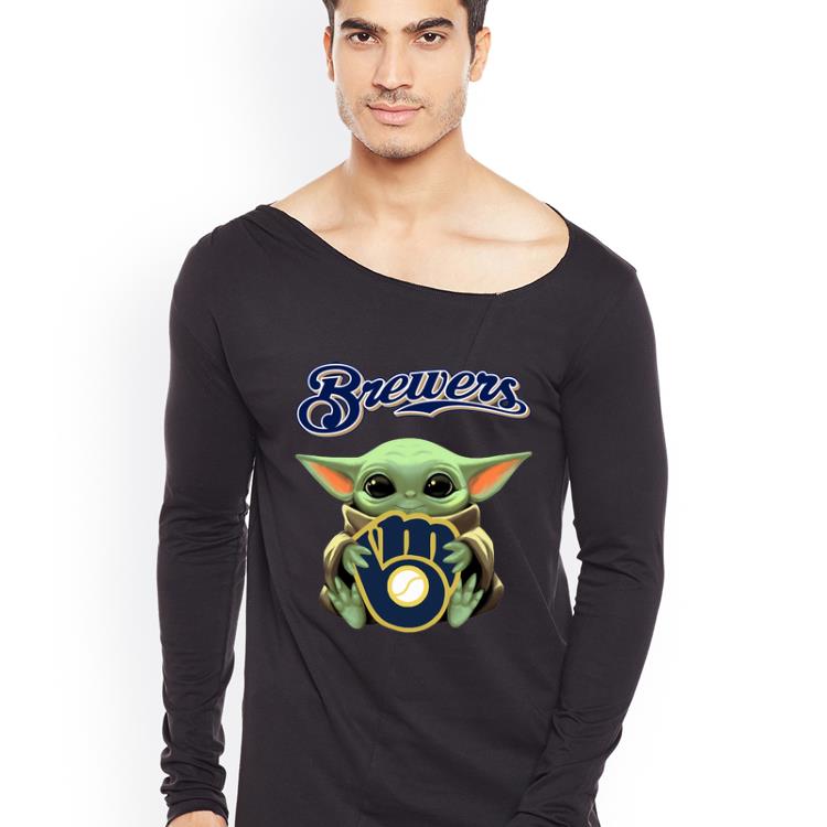 Pretty Star Wars Baby Yoda Hug Milwaukee Brewers shirt 4 - Pretty Star Wars Baby Yoda Hug Milwaukee Brewers shirt