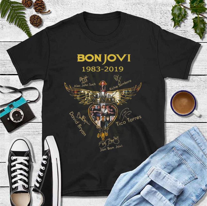 Awesome Bon Jovi 1983 2019 all signature Wings Cross Jesus shirt 4 - Awesome Bon Jovi 1983 2019 all signature Wings Cross Jesus shirt