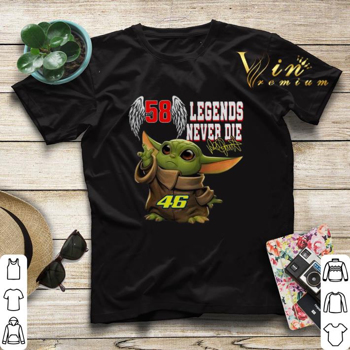 Baby Yoda 58 Valentino Rossi 46 Legends Never Die Signature shirt sweater 4 - Baby Yoda 58 Valentino Rossi 46 Legends Never Die Signature shirt sweater