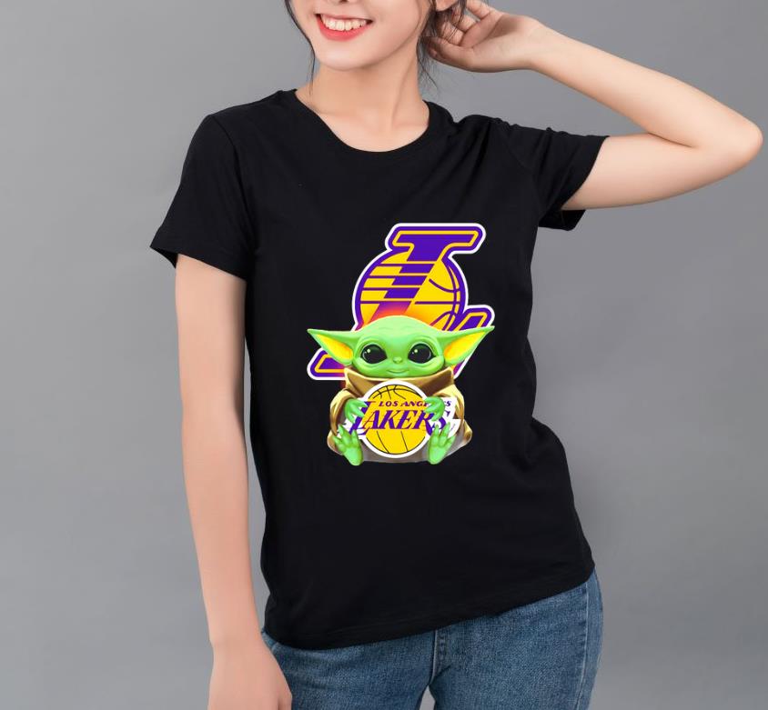Hot Star Wars Baby Yoda hug Los Angeles Lakers logo shirt 4 - Hot Star Wars Baby Yoda hug Los Angeles Lakers logo shirt