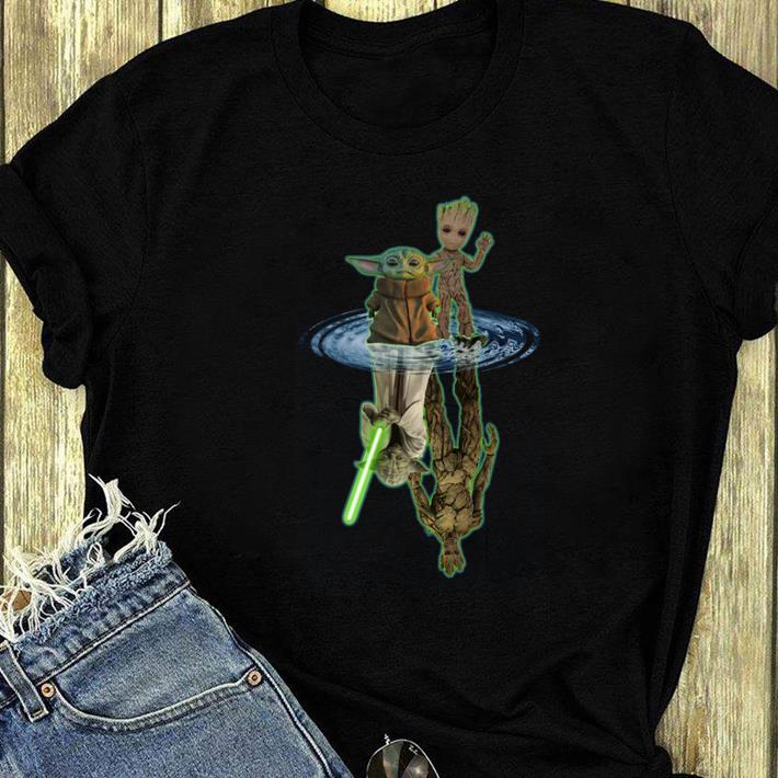 Awesome Baby Yoda And Baby Groot Water Reflection Master Yoda And Groot shirt 4 - Awesome Baby Yoda And Baby Groot Water Reflection Master Yoda And Groot shirt