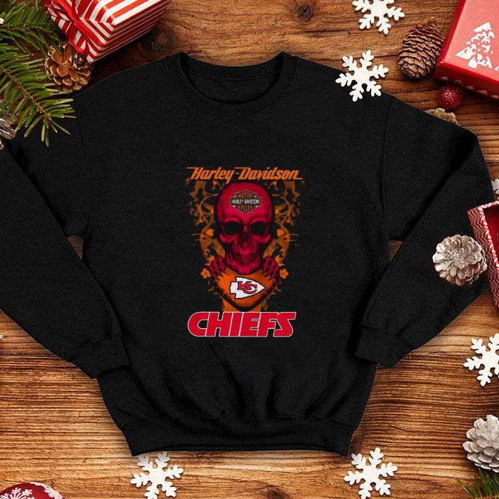 Awesome Skull mashup Harley Davidson and Kansas City Chiefs shirt 4 - Awesome Skull mashup Harley Davidson and Kansas City Chiefs shirt