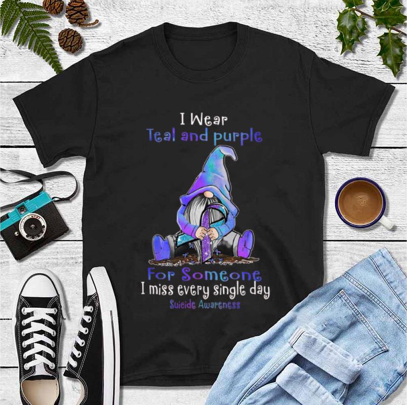 Premium Gnome I Wear Teal And Purple Suicide Awareness shirt 4 - Premium Gnome I Wear Teal And Purple Suicide Awareness shirt