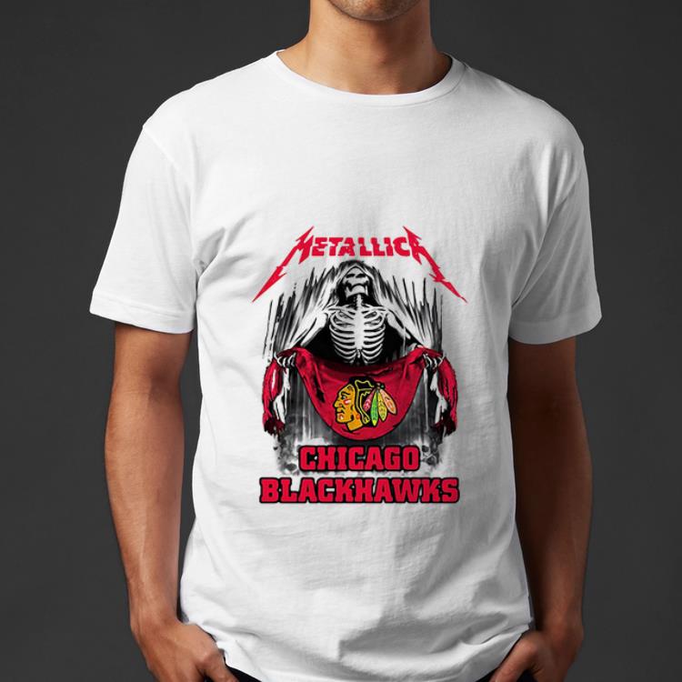 Top Skeleton Metallic Chicago Blackhawks shirt 4 - Top Skeleton Metallic Chicago Blackhawks shirt