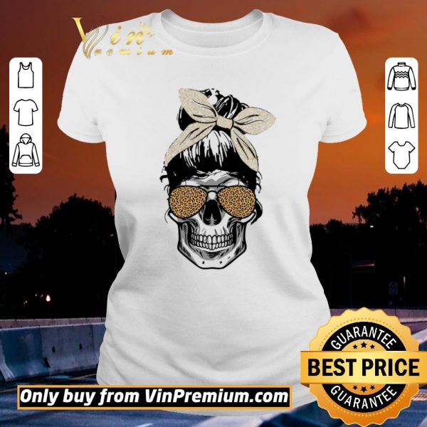 Premium Skull Girl Leopard Bow shirt sweater
