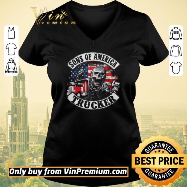 Nice Skeleton Sons Of America Trucker American Flag shirt sweater