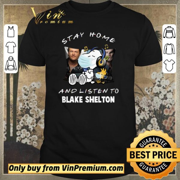Hot Snoopy Woodstock Mask Stay Home And Listen To Blake Shelton shirt sweater