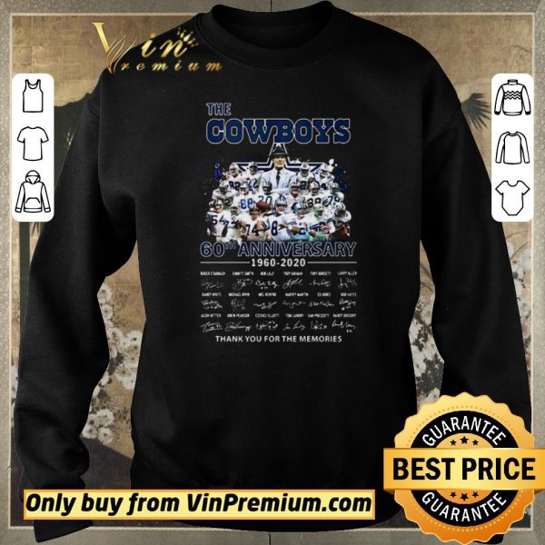 Funny The Dallas Cowboys 60th anniversary 1960 – 2020 thank for memories signatures shirt sweater