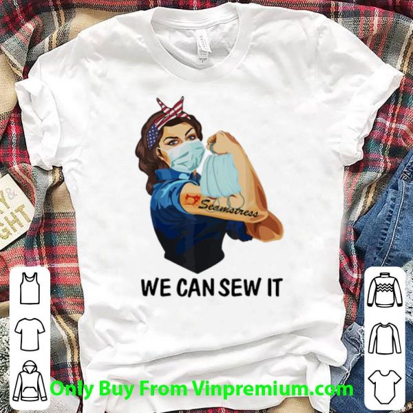 Official Strong Woman Mask Tattoos Seamstress We Can Sew It Covid-19 shirt