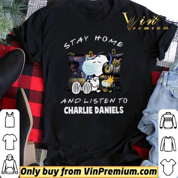 Snoopy Woodstock Mask Stay Home And Listen To Charlie Daniels shirt sweater