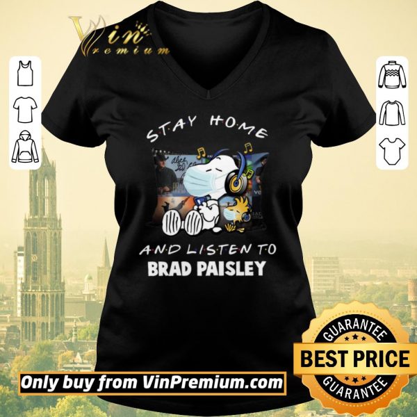 Hot Snoopy Woodstock Mask Stay Home And Listen To Brad Paisley shirt sweater