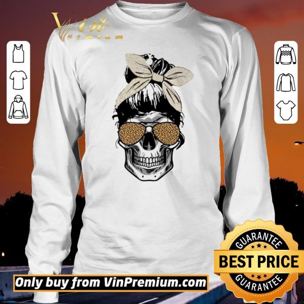Premium Skull Girl Leopard Bow shirt sweater