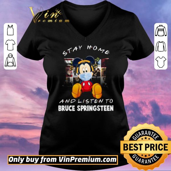 Funny Mickey Mouse Mask Stay Home And Listen To Bruce Springsteen shirt sweater