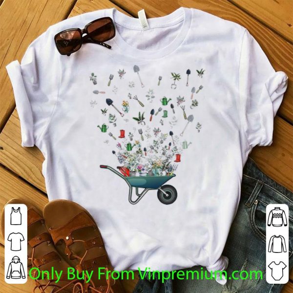 Pretty Wheelbarrow Garden Flying Garden Tools shirt