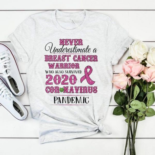Premium Never Underestimate A Breast Cancer Warrior Coronavirus Pandemic shirt