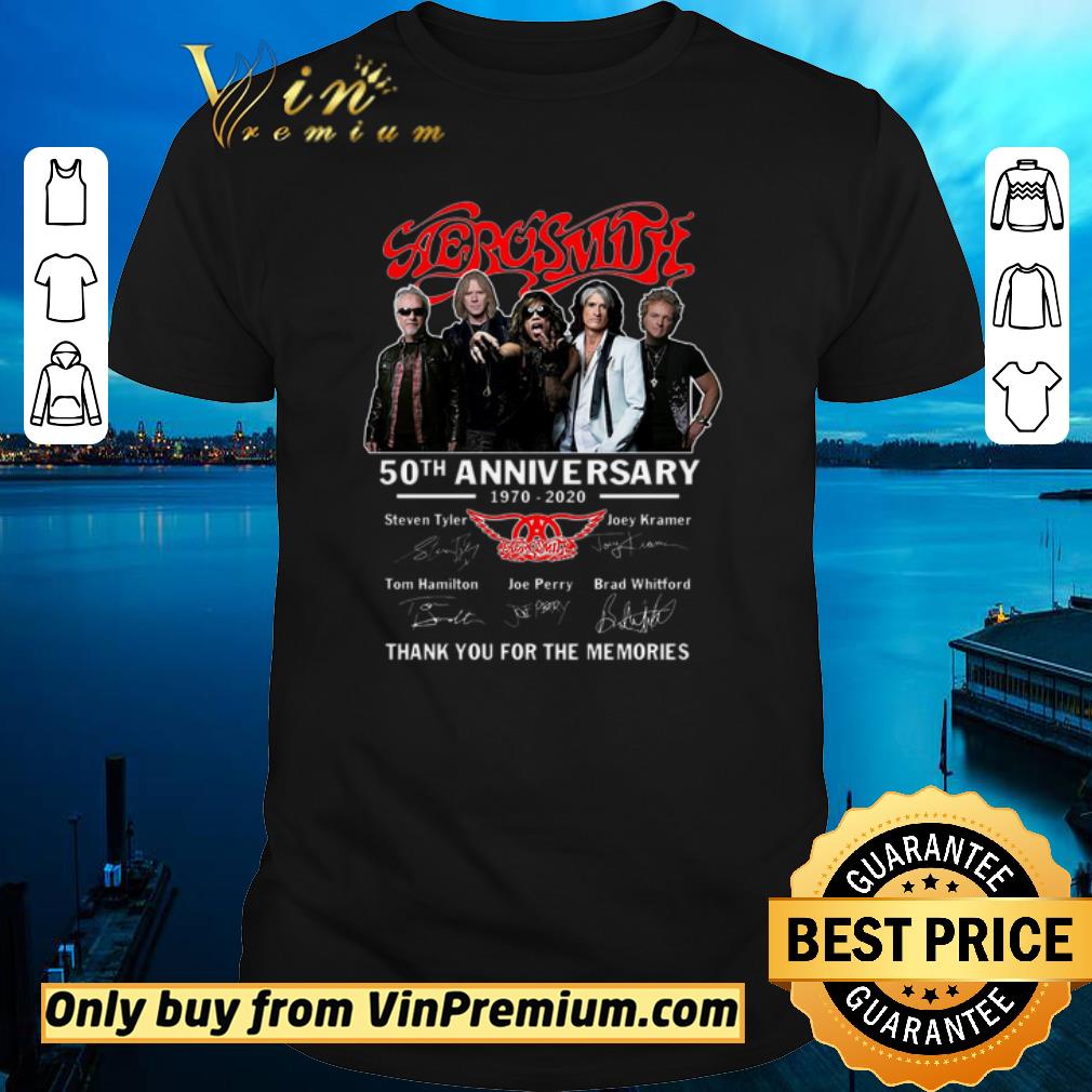 Premium Aerosmith 50 Th Anniversary 1970 2020 Signature Thank You For The Memories shirt sweater