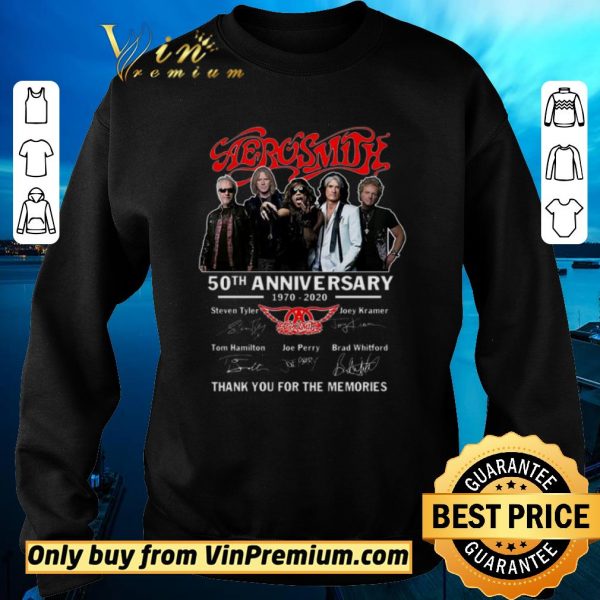 Premium Aerosmith 50 Th Anniversary 1970 2020 Signature Thank You For The Memories shirt sweater