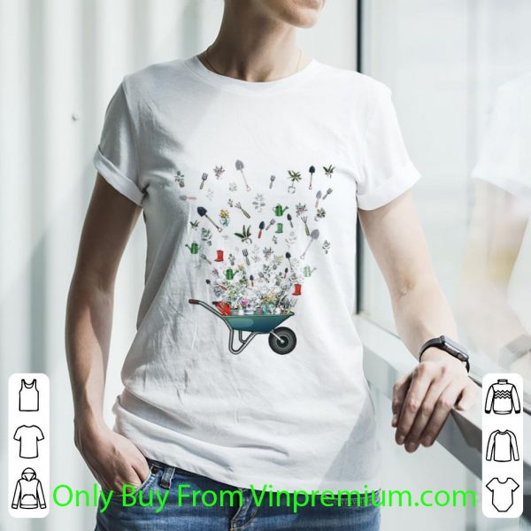 Pretty Wheelbarrow Garden Flying Garden Tools shirt